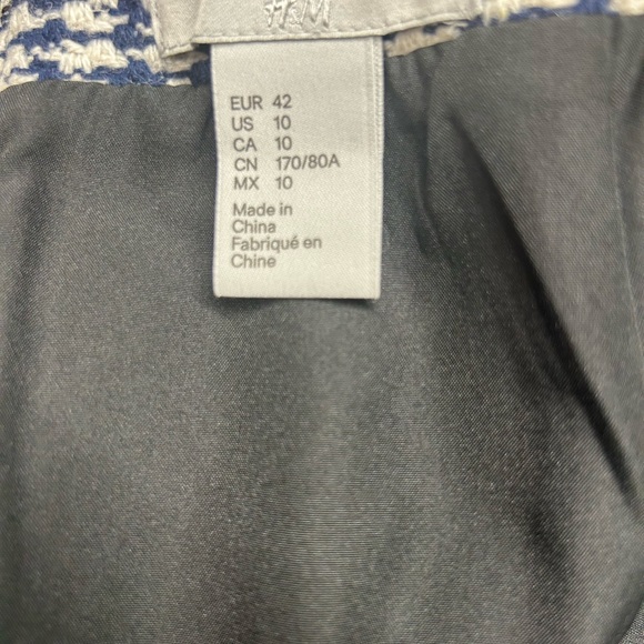 H &M Plaid Navy and Cream  Women's Skirt 10 - Picture 4 of 5